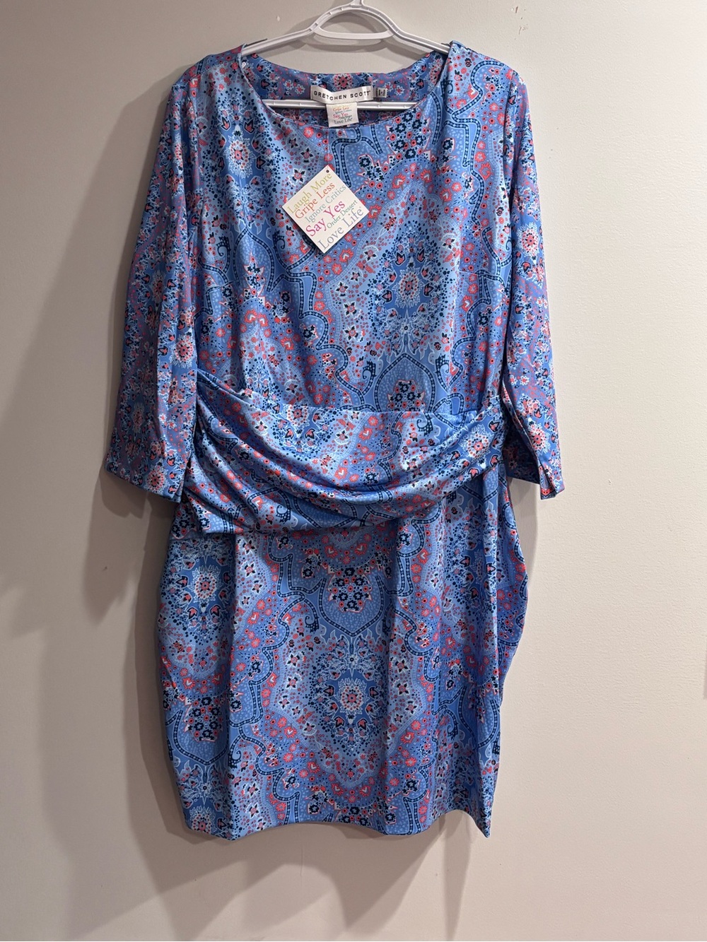 Blue Paisley Draped Tunic Dress